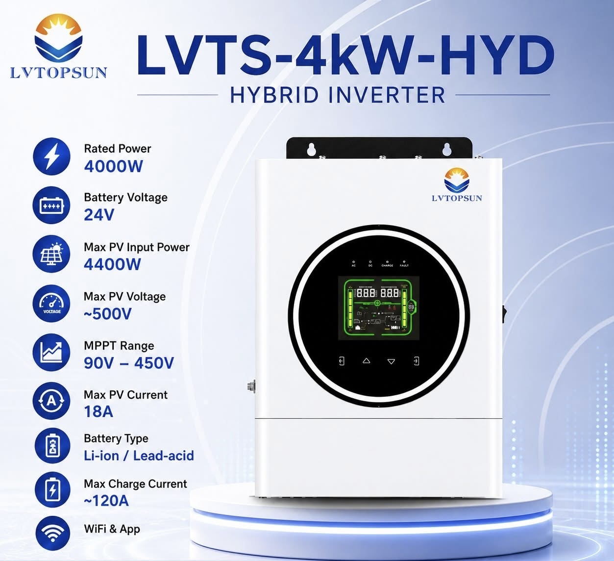 LVTOPSUN 4 KW 24V Solar Hybrid Inverter