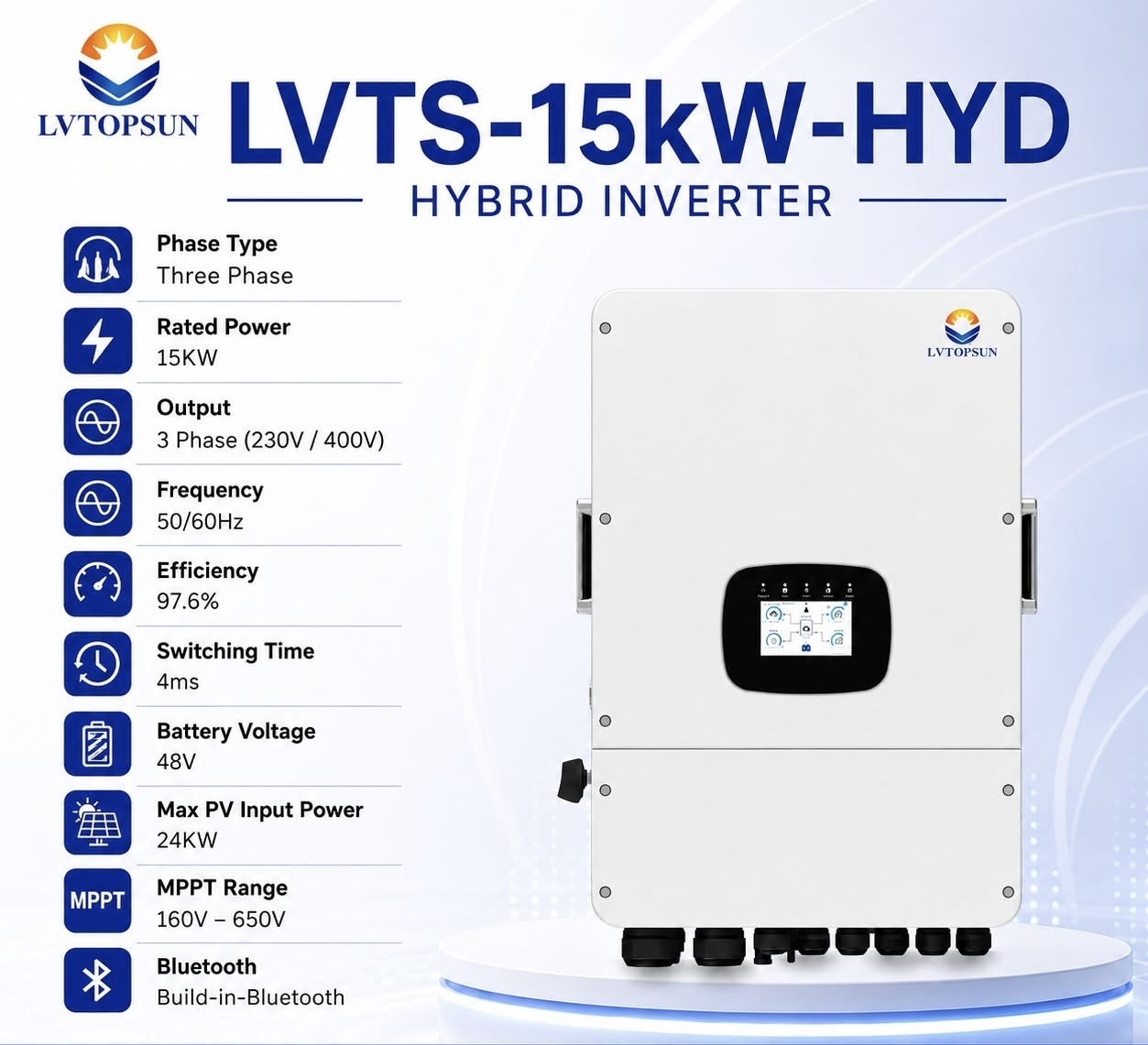 LVTOPSUN 15KW Three-Phase On-Grid Hybrid Inverter